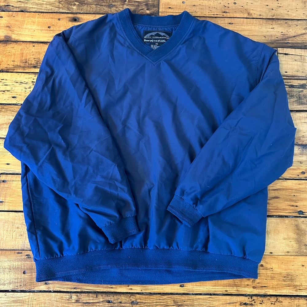 Men's Navy Blue V-Neck golf lined pullover jacket